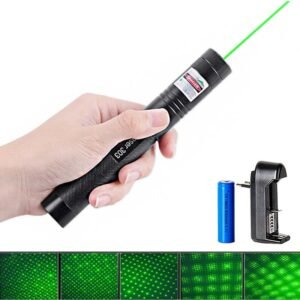 Powerful Green Laser Pointer 532nm 5mW 303 Laser Pen Adjustable Focus Burning Match Beam With 18650 Battery+Charger