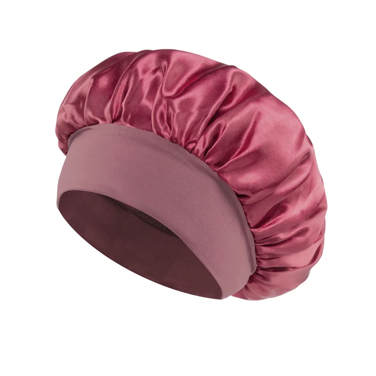 Women Satin Bonnet Hair Bonnet for Sleeping Hair Care Silk Bonnets Solid Wide-brimmed Sleeping Hat with Elastic Soft Band - Image 5