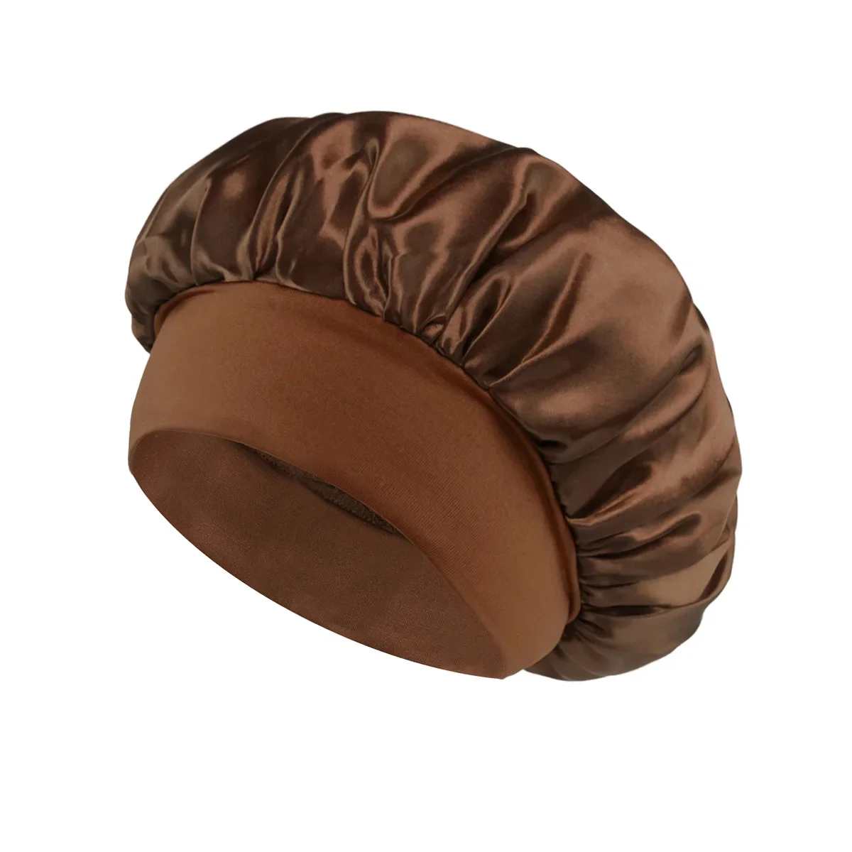 Women Satin Bonnet Hair Bonnet for Sleeping Hair Care Silk Bonnets Solid Wide-brimmed Sleeping Hat with Elastic Soft Band - Image 3
